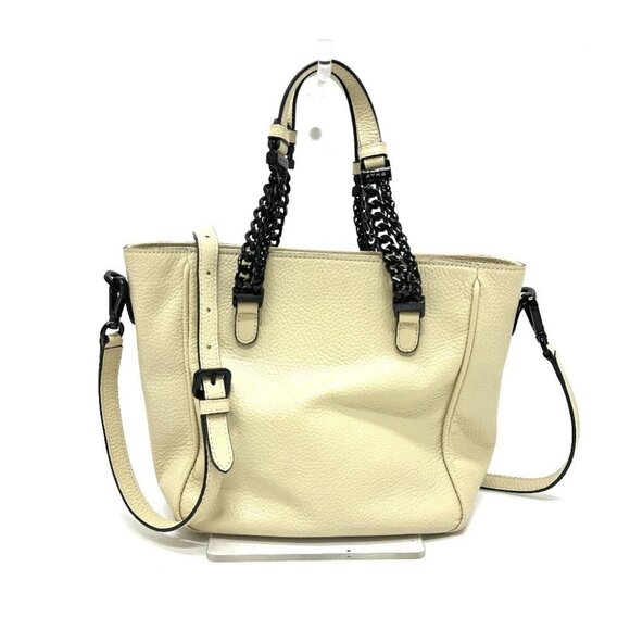 ETRO 2WAY Chain Shoulder Bag Hand Bag Leather Beige